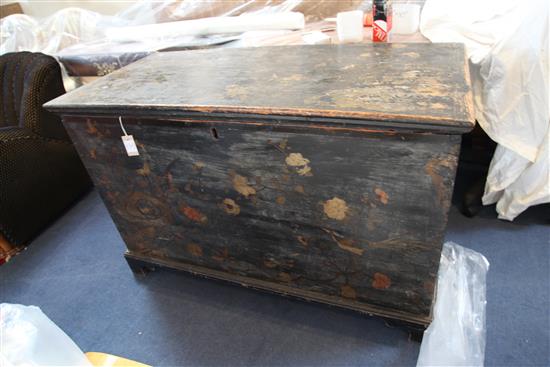 An antique pine trunk, W.4ft